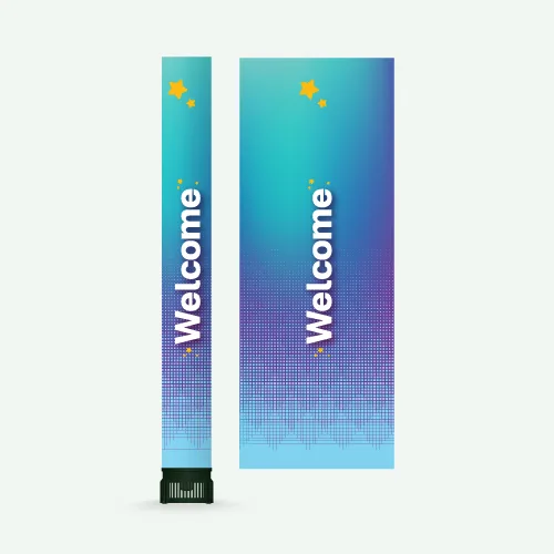 ท่อผ้าพิมพ์ลาย Welcome ฟ้า ม่วง เขียว 1