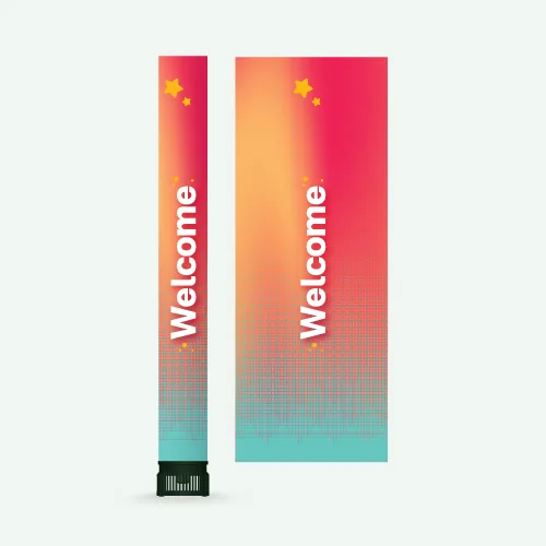 ท่อผ้าพิมพ์ลาย Welcome ฟ้า ส้ม แดง 1